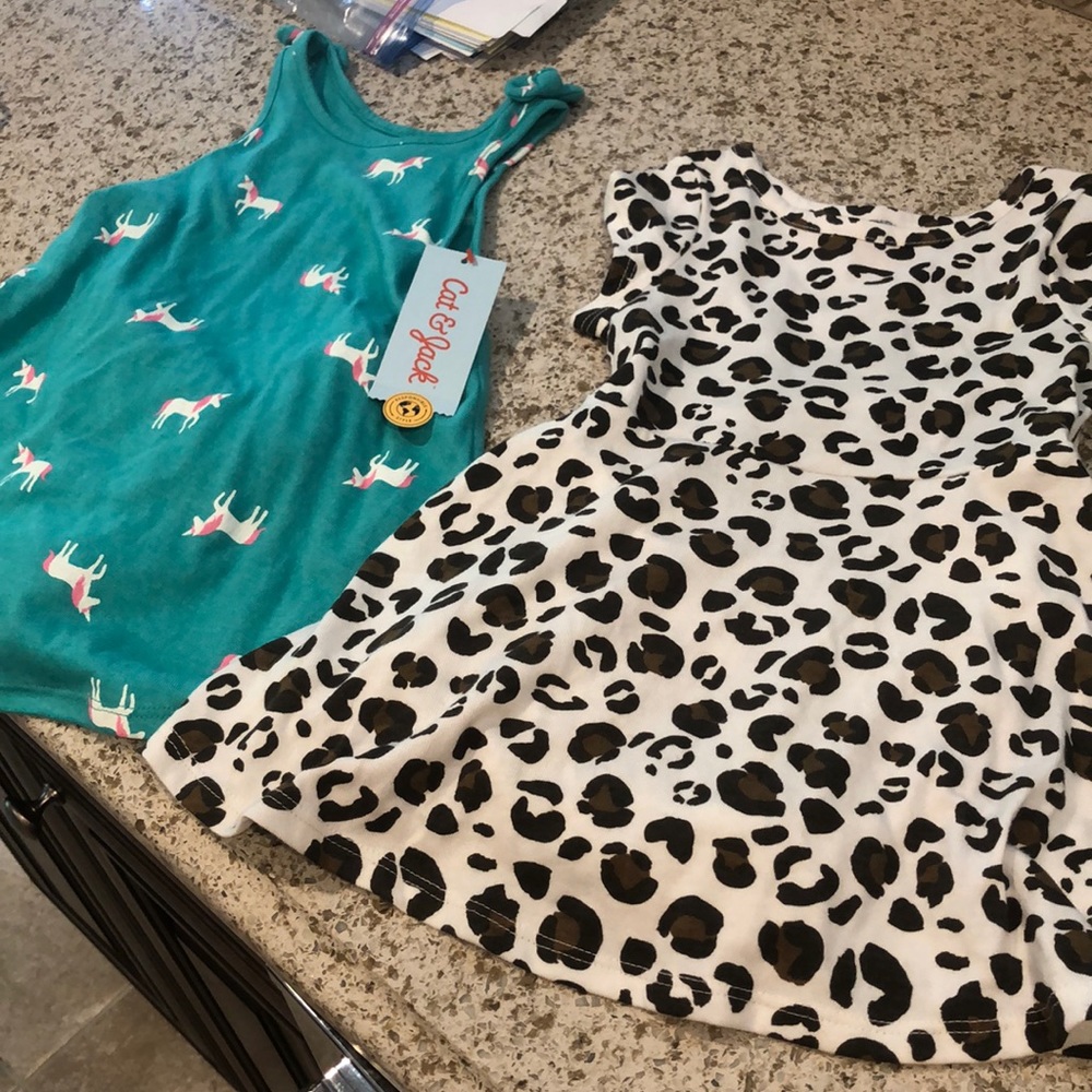Two Dresses unicorn and leopard